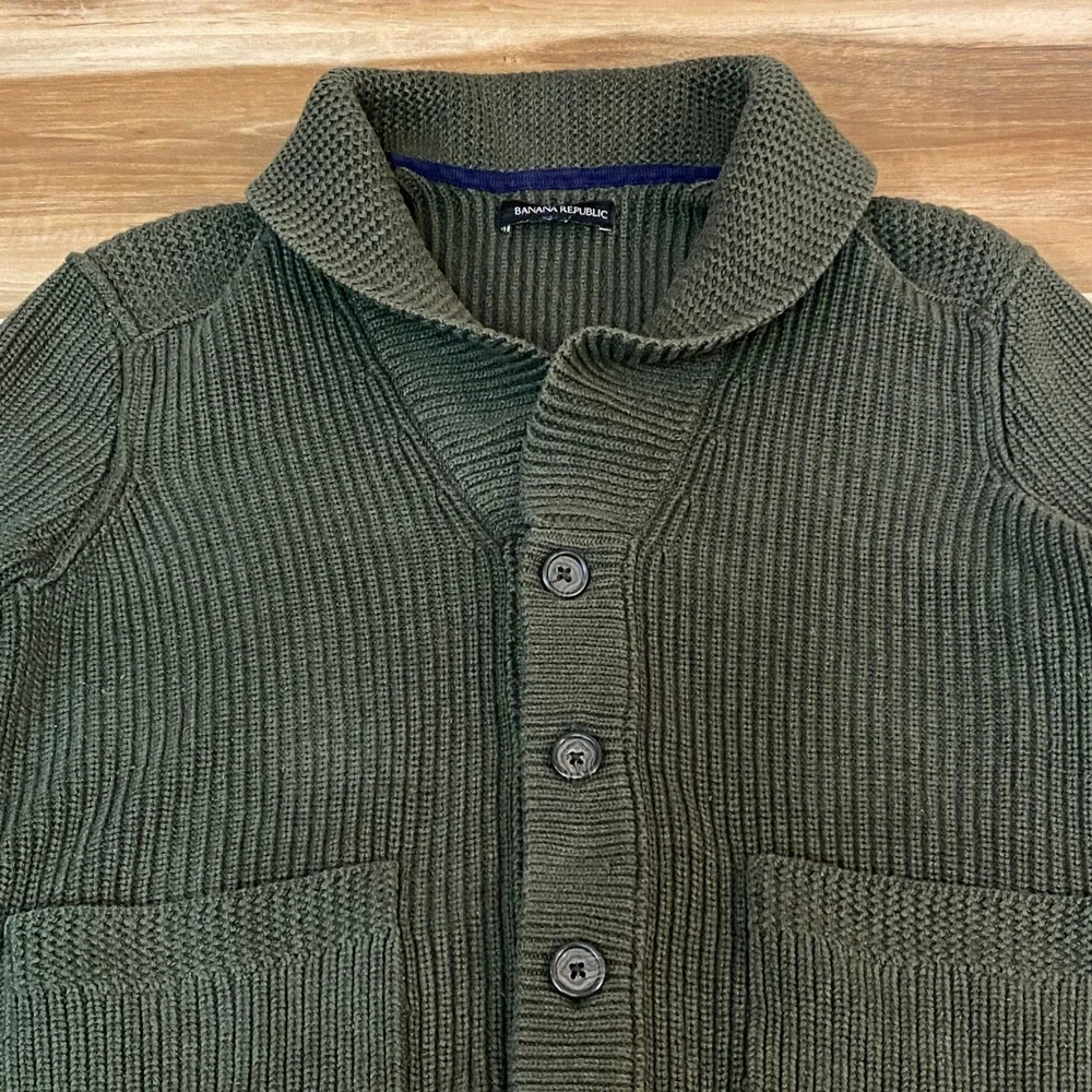 Banana Republic Olive Green Shawl Collar Cardigan Sweater